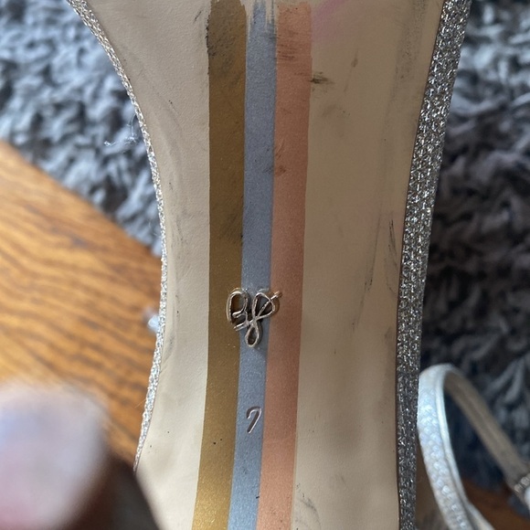 Sam Edelman ARIELLA Textured Metallic Silver Ankle Strap Heels Women’s Size 7 - Picture 7 of 10